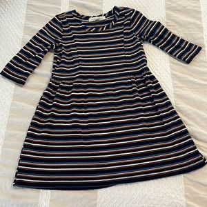 Dillards striped cotton dress, perfect for fall. Navy, white and brown stripe